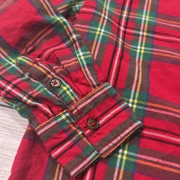 Tommy Bahama Boys Red Plaid Button Down Shirt - Picture 4 of 7